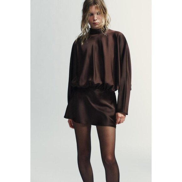 ZARA SATIN EFFECT SCARF DRESS - Picture 3 of 7